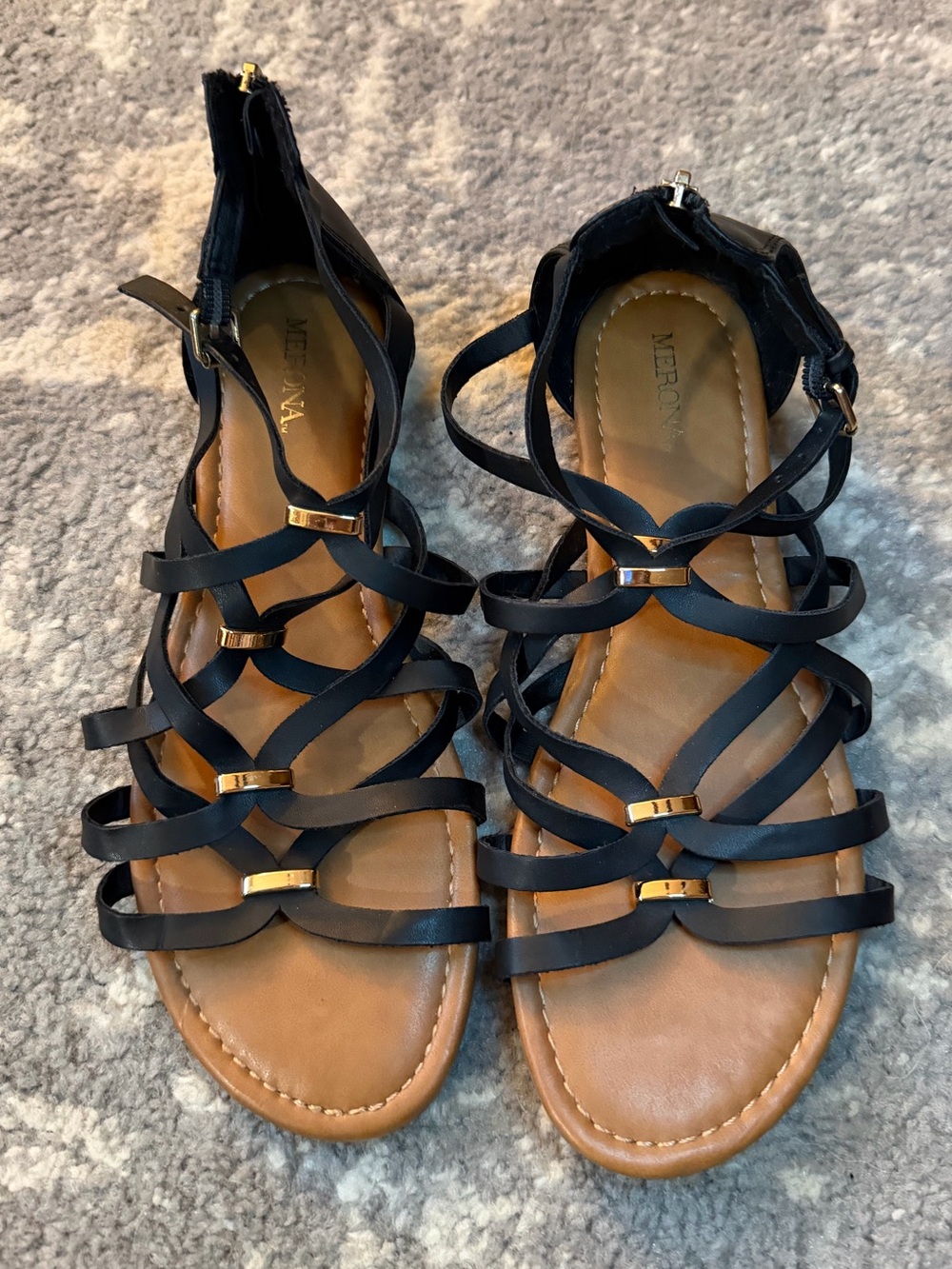 Target Black Strappy Gladiator Sandals with Gold Accents